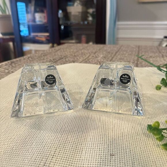 Rosenthal 24% Lead Crystal Pyramid Candle Holder Set of 2 Made‎ in Germany NEW - Picture 1 of 5